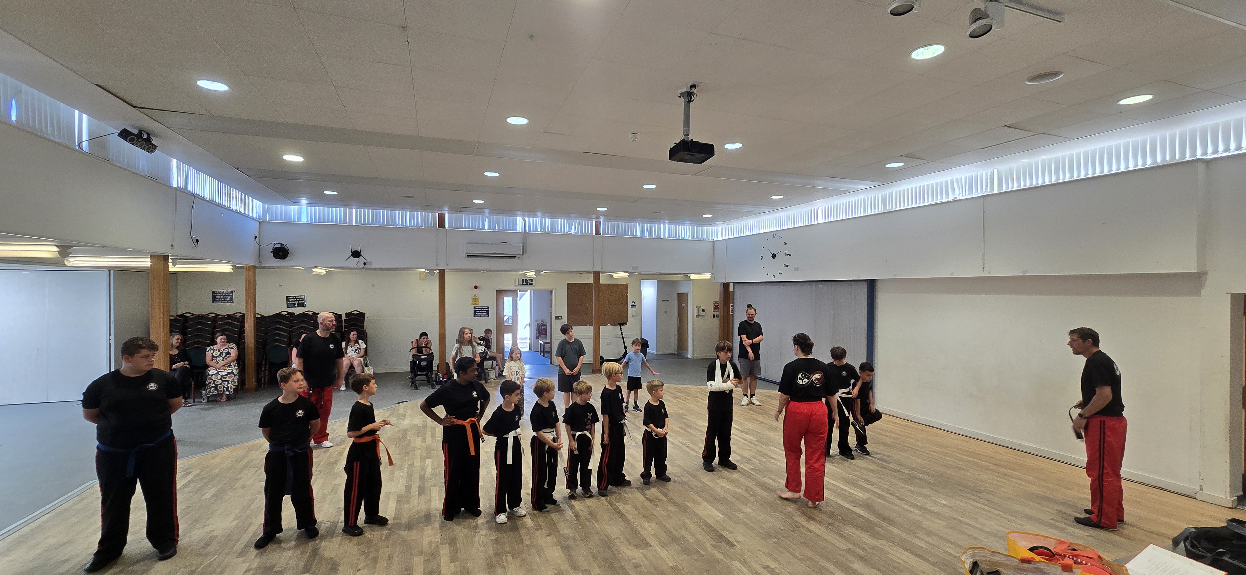 Kids lining up for instruction during class