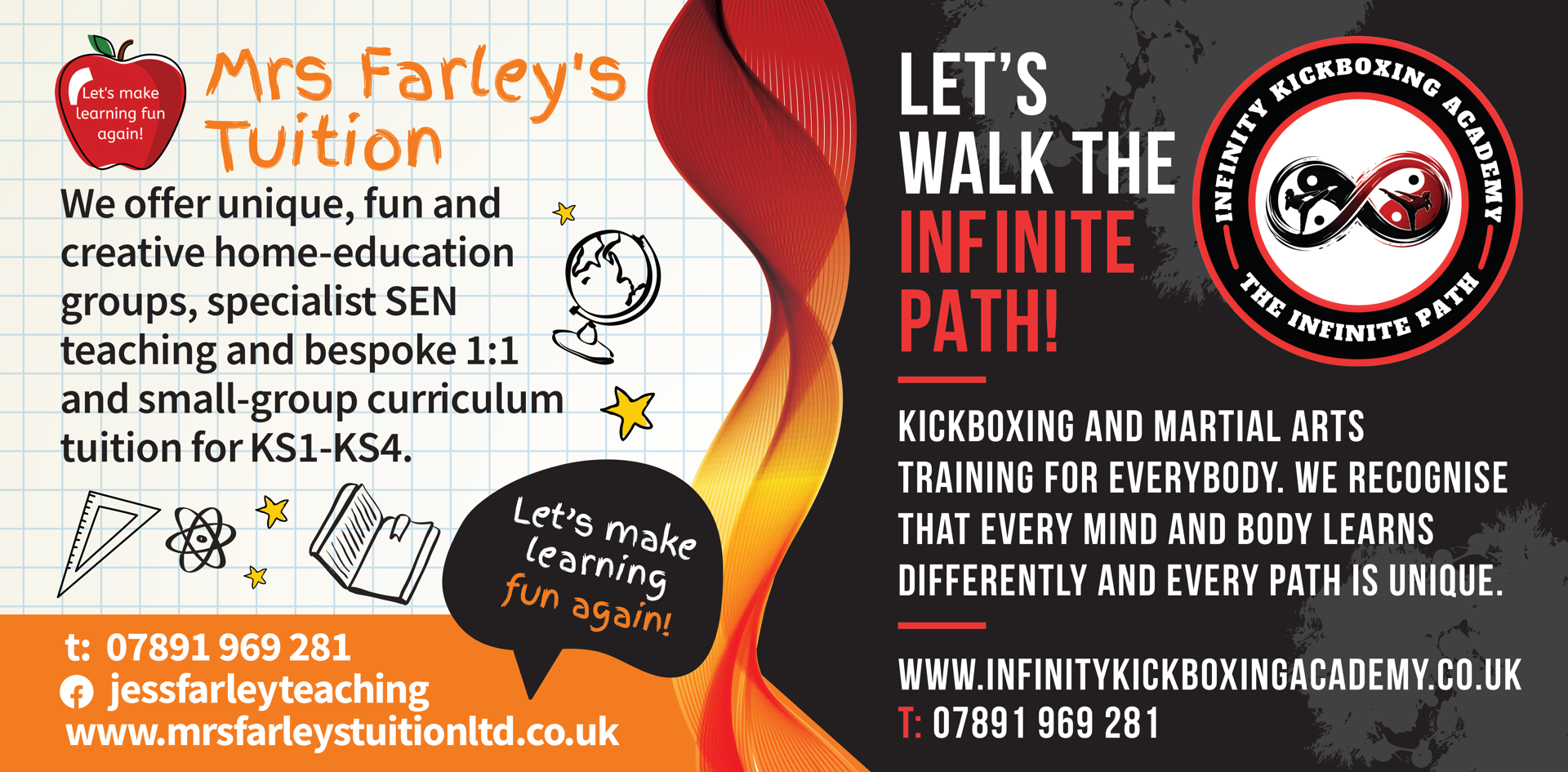 Mrs Farley's Tuition — Infinity Kickboxing Academy Banner